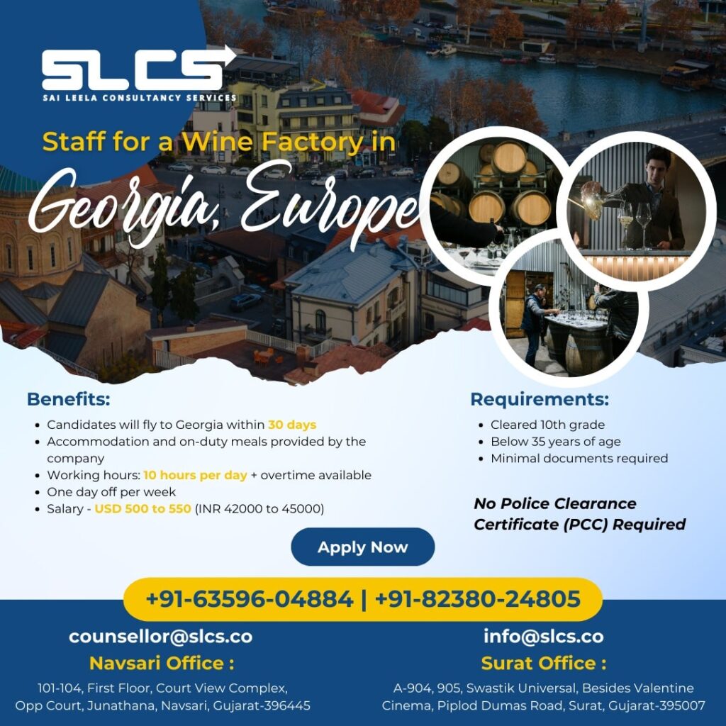 Staff requirement for a wine factory in Georgia, Europe
